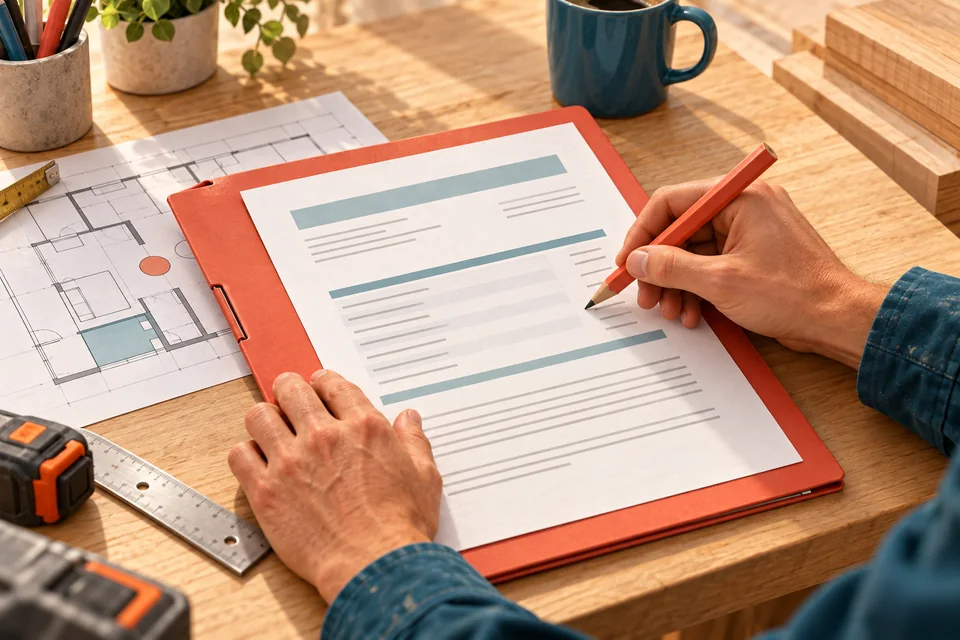 Illustration : des mains relisent un document avec un crayon.
